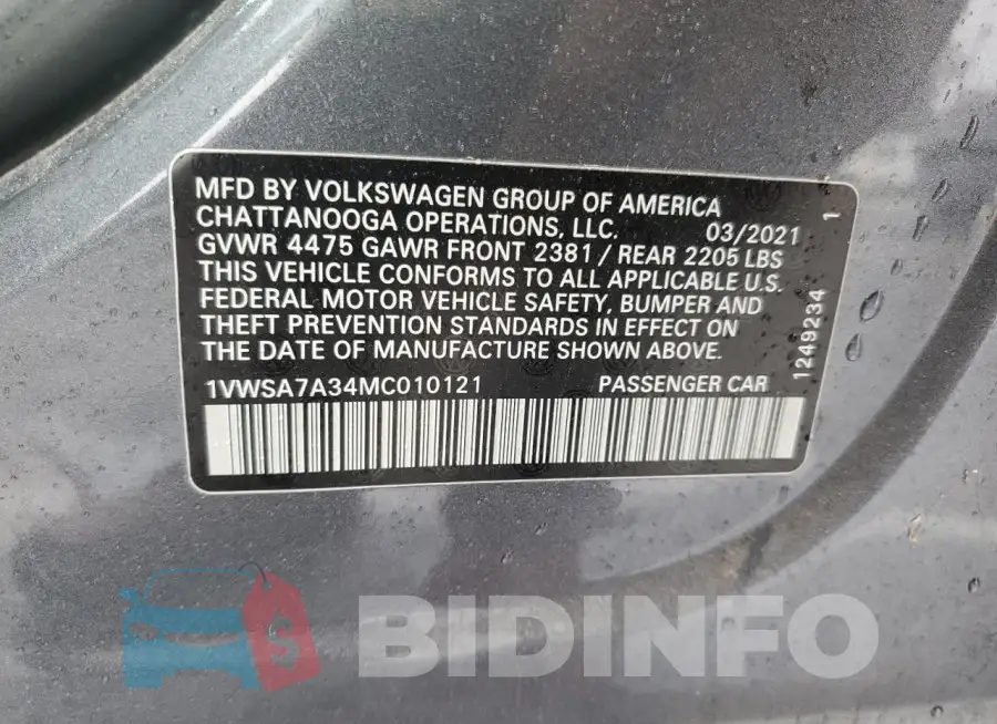 1VWSA7A34MC010121 Photo# 12