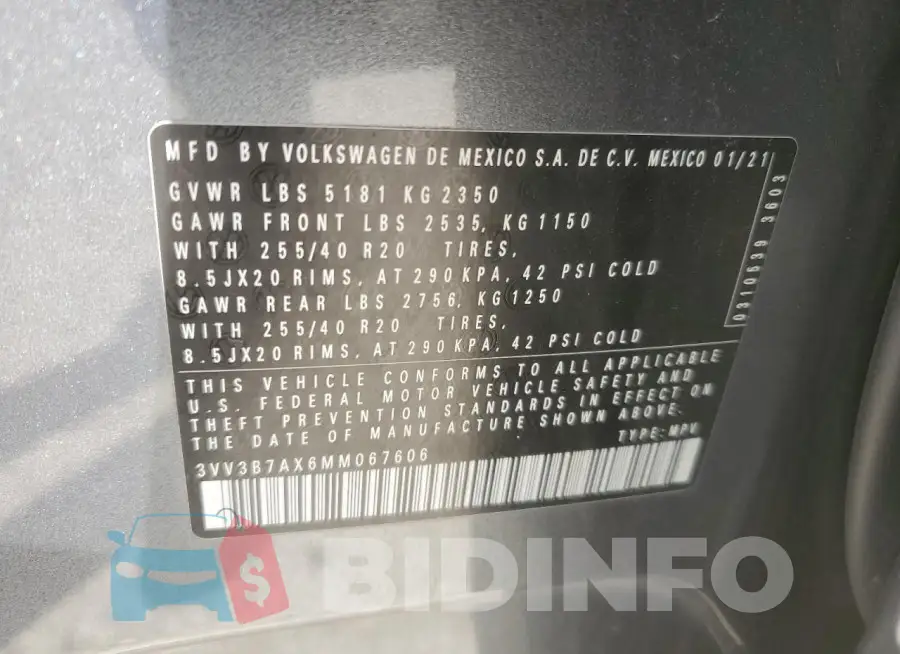 3VV3B7AX6MM067606 Photo# 14