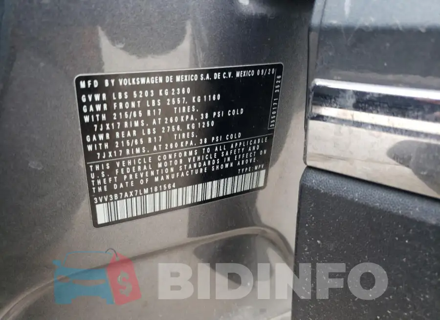 3VV3B7AX7LM181564 Photo# 13