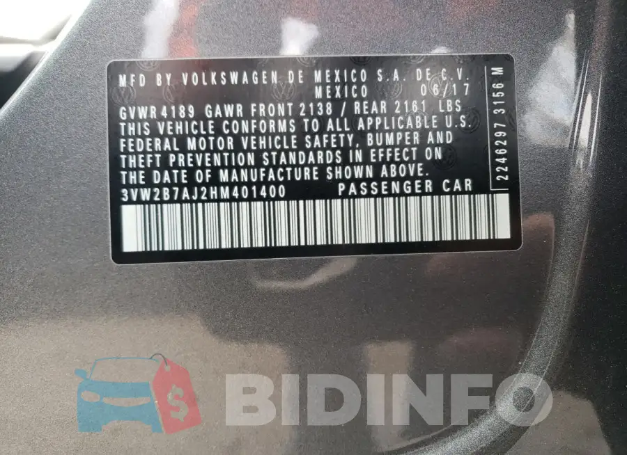 3VW2B7AJ2HM401400 Photo# 12