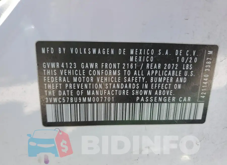 3VWC57BU9MM007701 Photo# 12