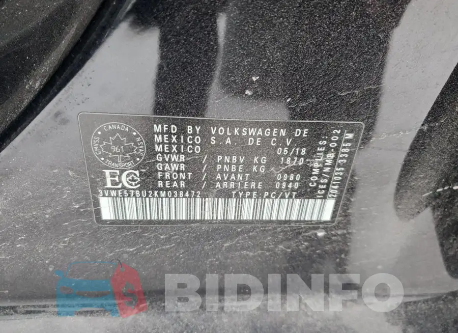 3VWE57BU2KM038472 Photo# 13