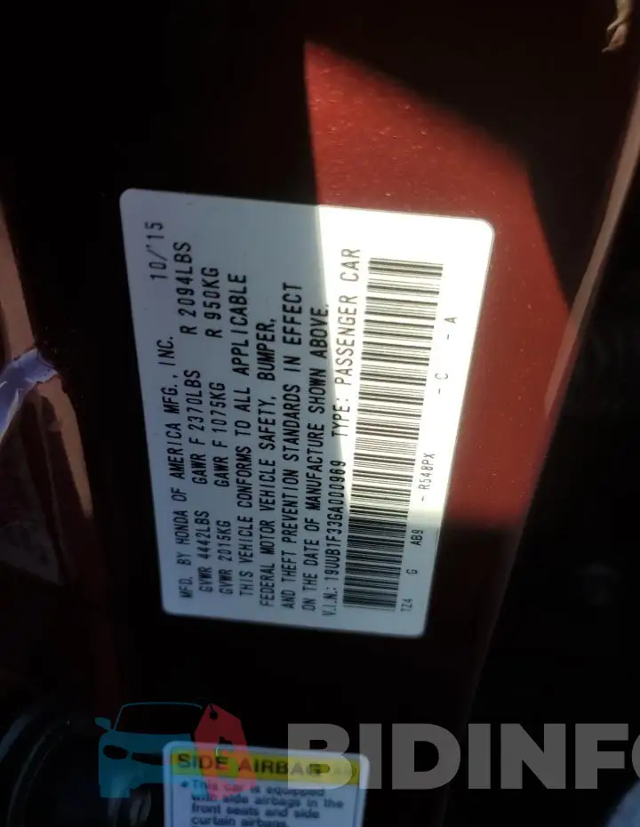 19UUB1F33GA000969 Photo# 12