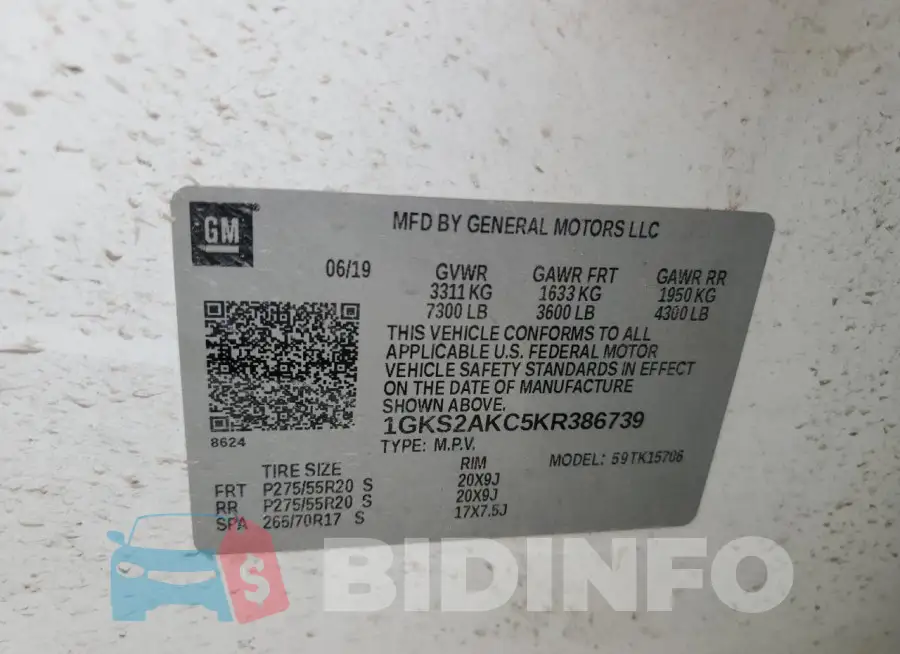 1GKS2AKC5KR386739 Photo# 13