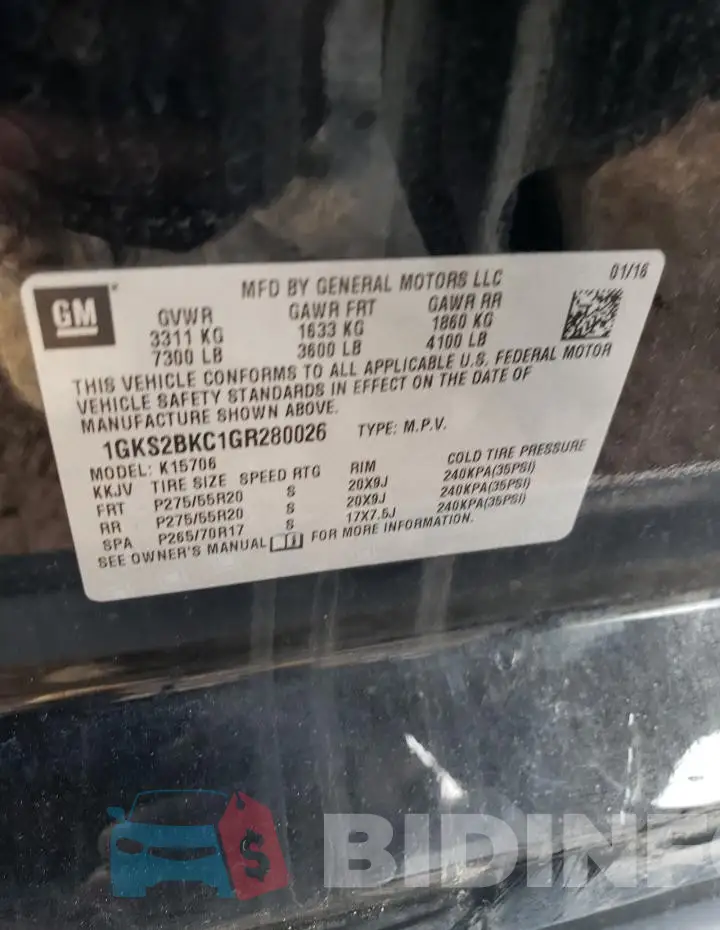 1GKS2BKC1GR280026 Photo# 14