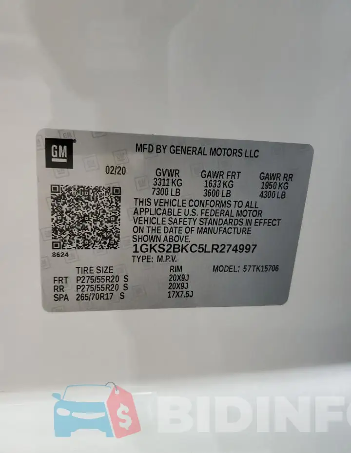 1GKS2BKC5LR274997 Photo# 14