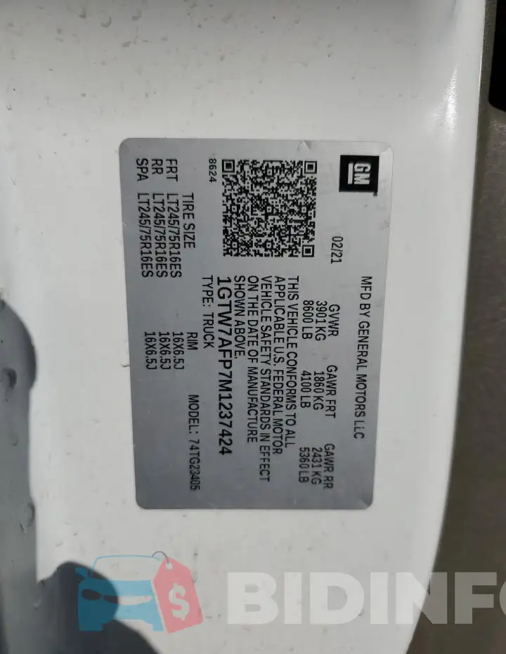 1GTW7AFP7M1237424 Photo# 13