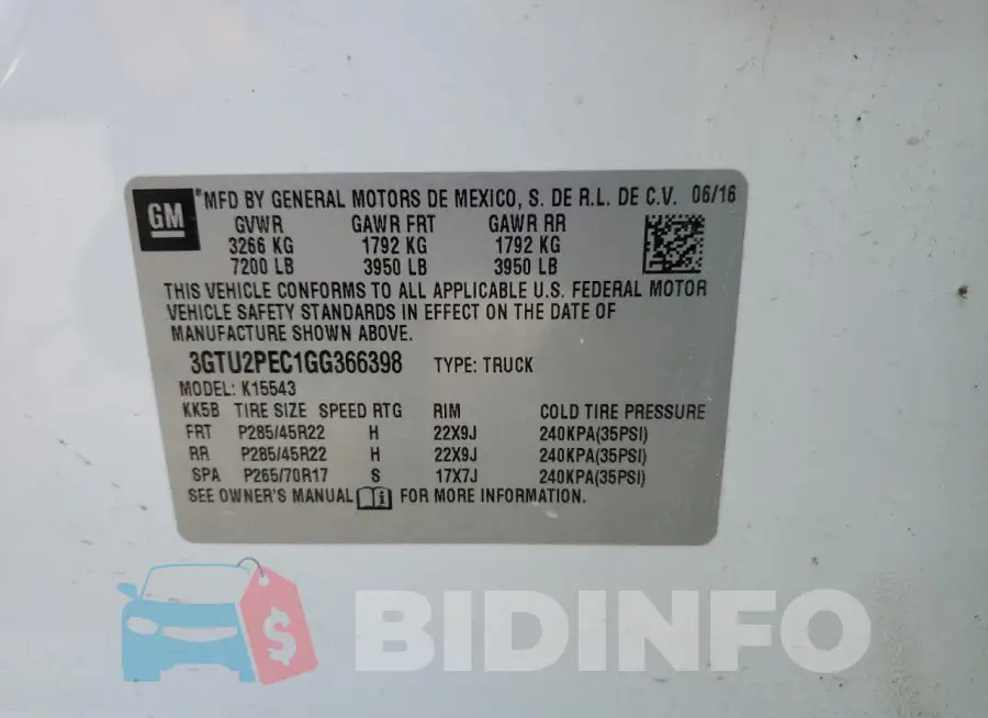 3GTU2PEC1GG366398 Photo# 12