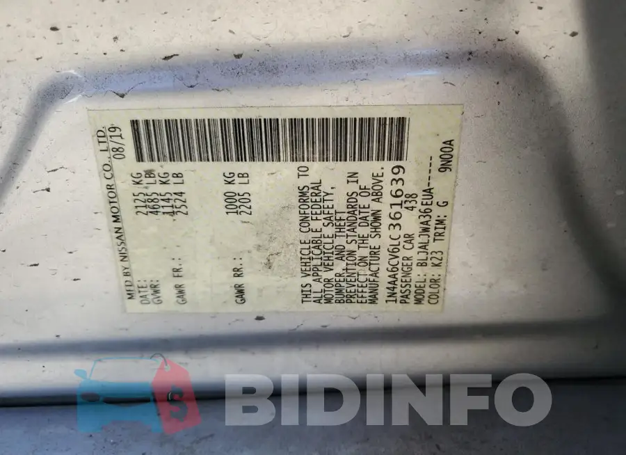 1N4AA6CV6LC361639 Photo# 12