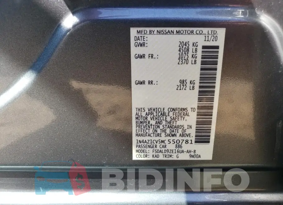 1N4AZ1CV5MC550781 Photo# 12