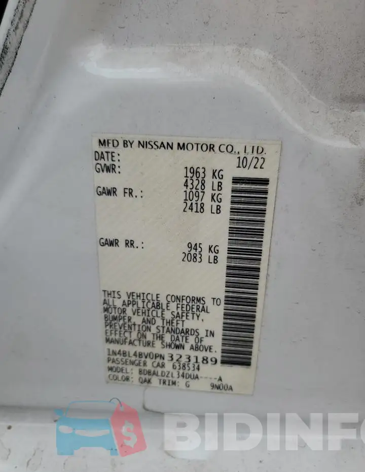 1N4BL4BV0PN323189 Photo# 12