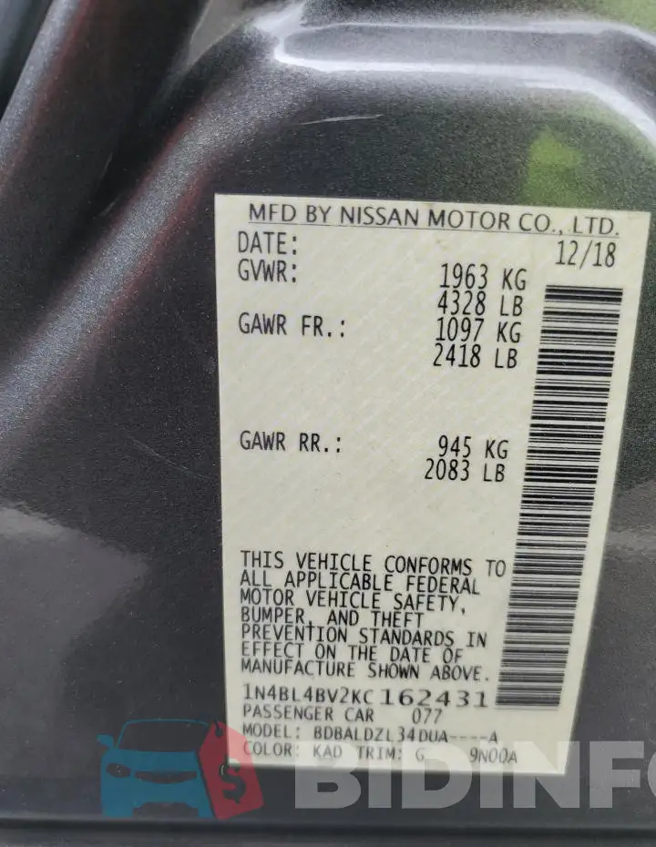 1N4BL4BV2KC162431 Photo# 12