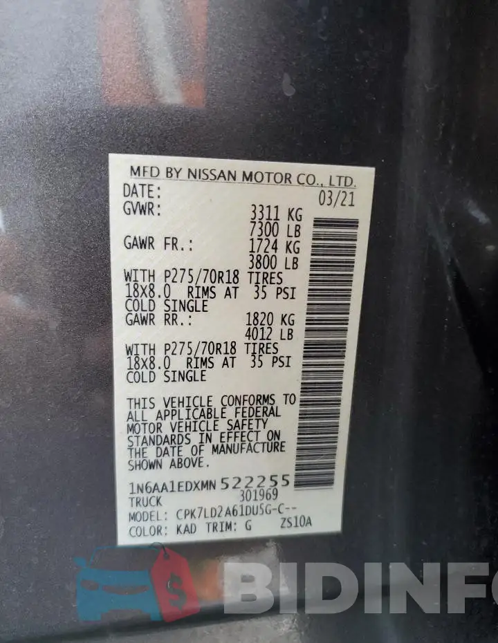 1N6AA1EDXMN522255 Photo# 12