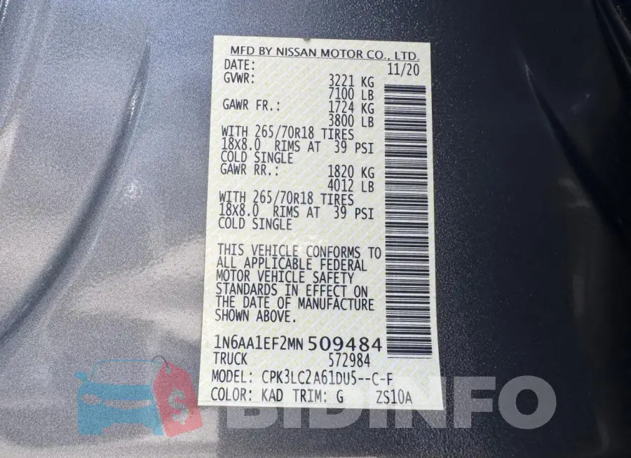 1N6AA1EF2MN509484 Photo# 15