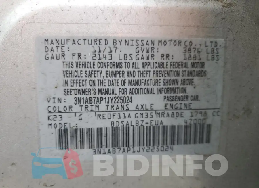 3N1AB7AP1JY225024 Photo# 13