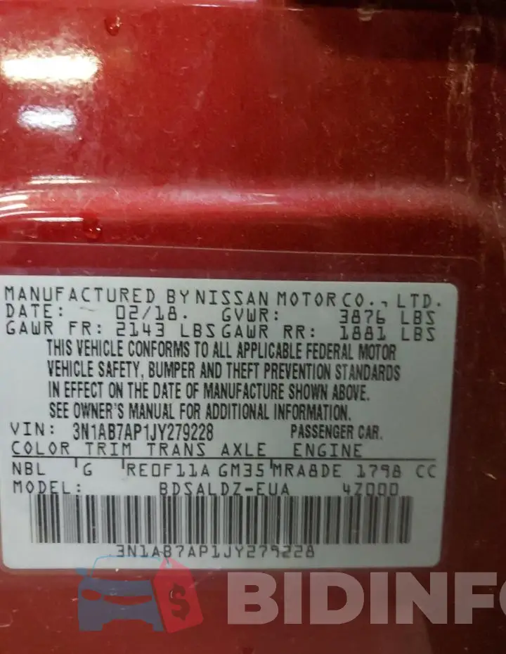 3N1AB7AP1JY279228 Photo# 13