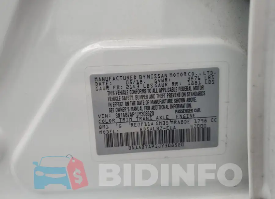 3N1AB7AP1JY308520 Photo# 13