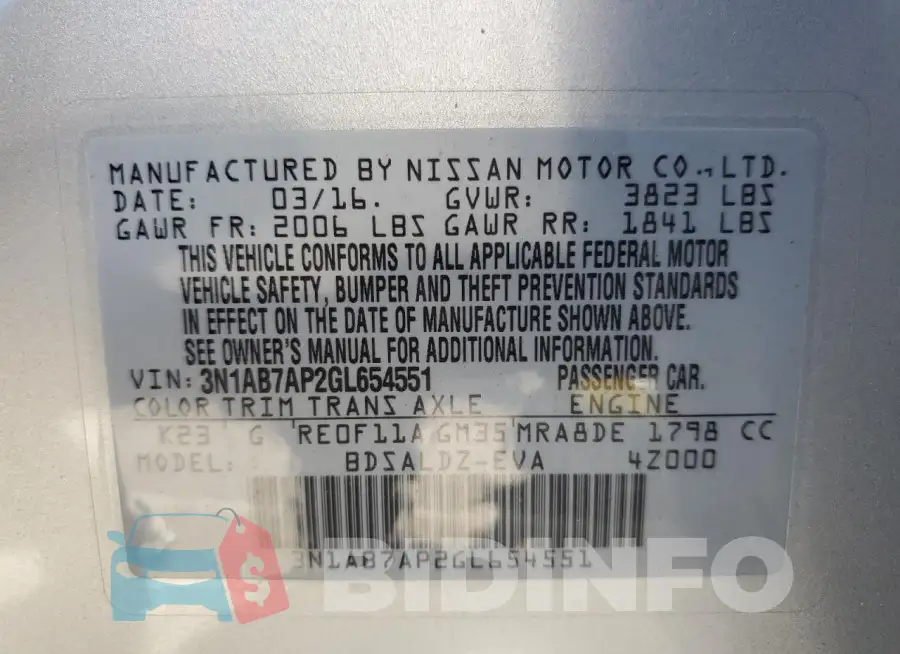 3N1AB7AP2GL654551 Photo# 13