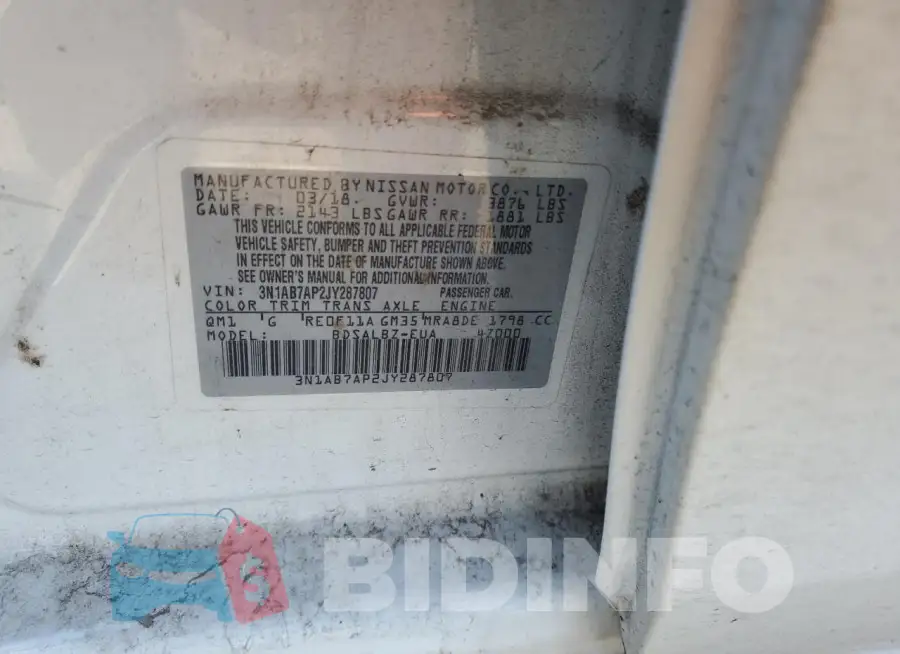 3N1AB7AP2JY287807 Photo# 12