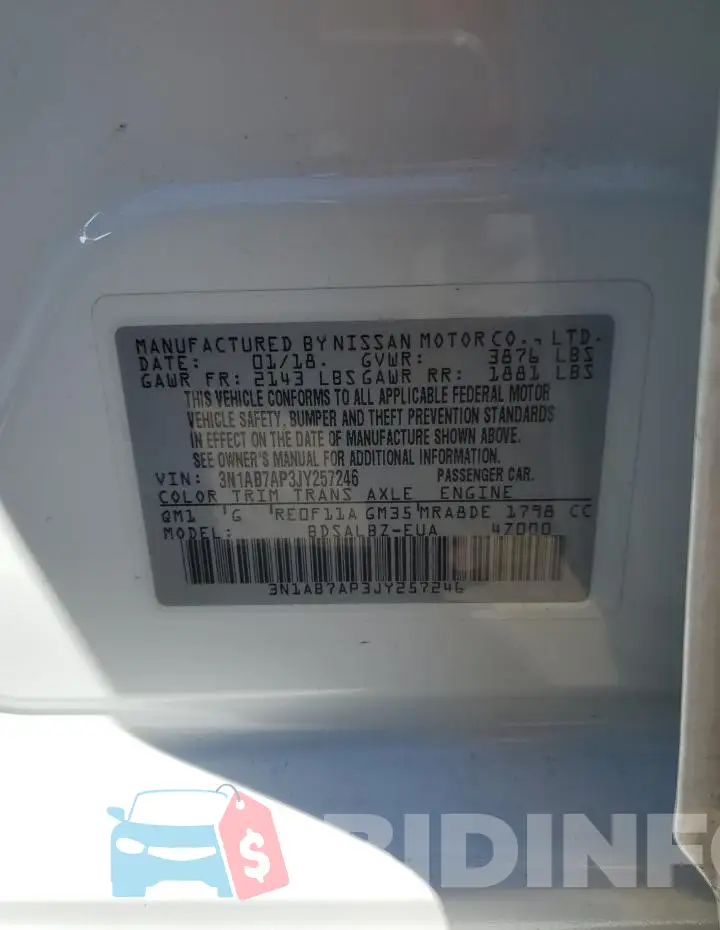 3N1AB7AP3JY257246 Photo# 13