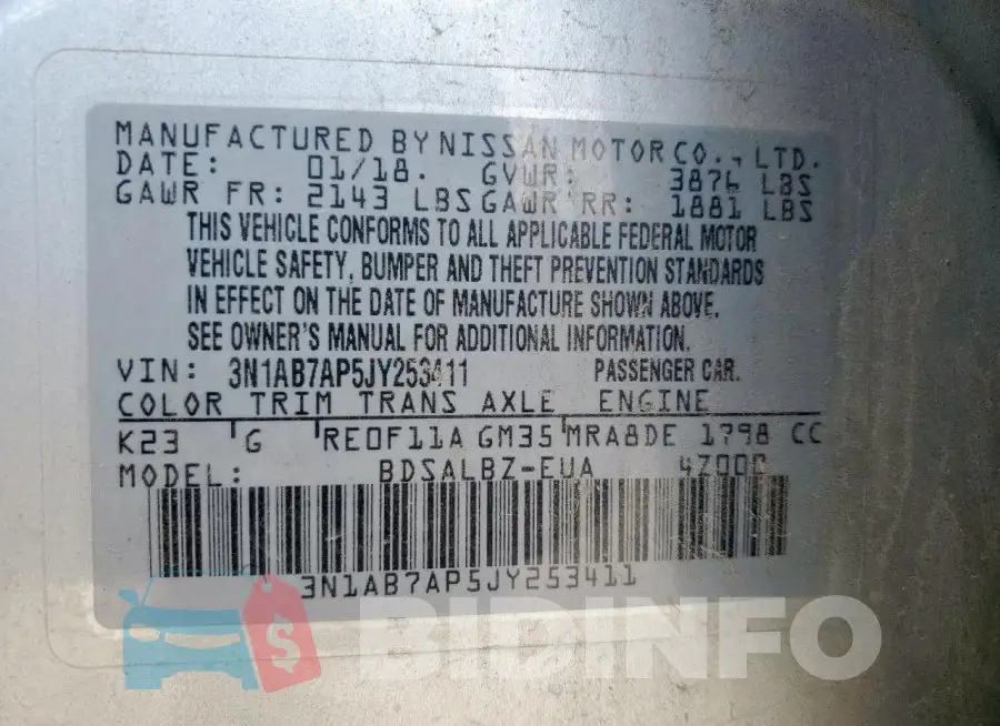 3N1AB7AP5JY253411 Photo# 13
