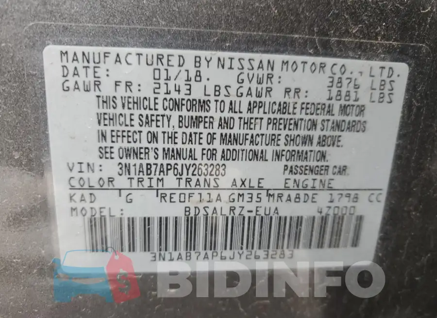 3N1AB7AP6JY263283 Photo# 12
