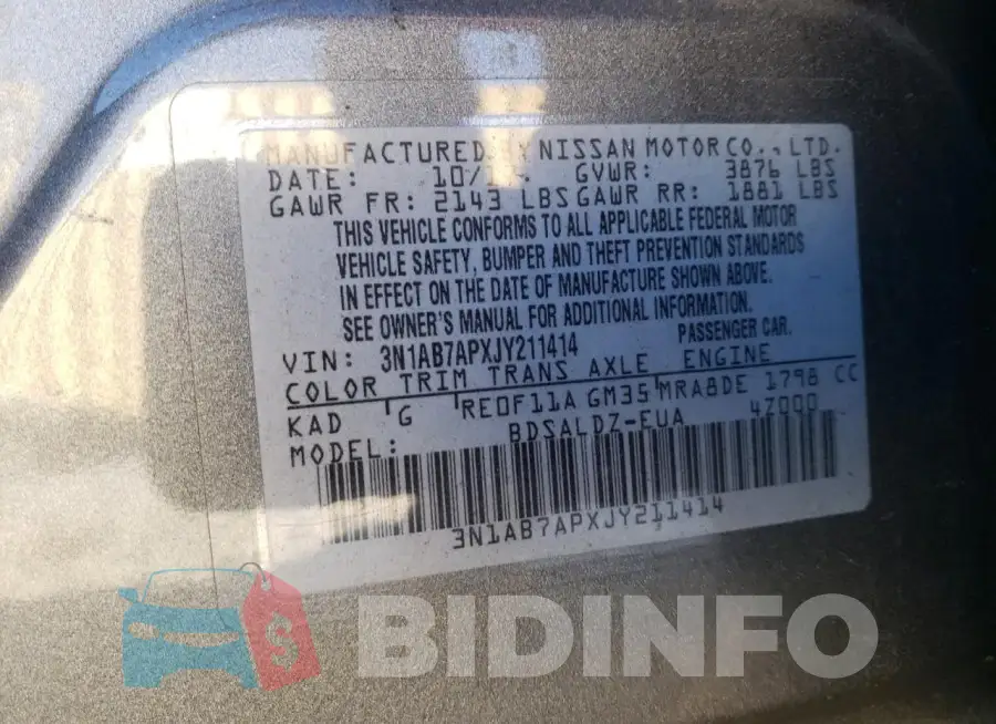 3N1AB7APXJY211414 Photo# 12