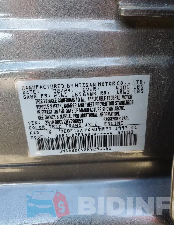 3N1AB8CV2RY296651 Photo# 13