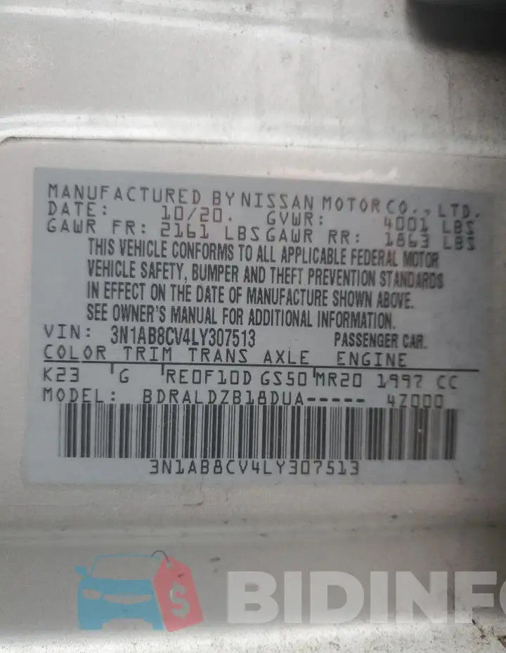 3N1AB8CV4LY307513 Photo# 12