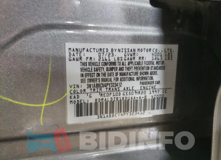 3N1AB8CV4PY323412 Photo# 13