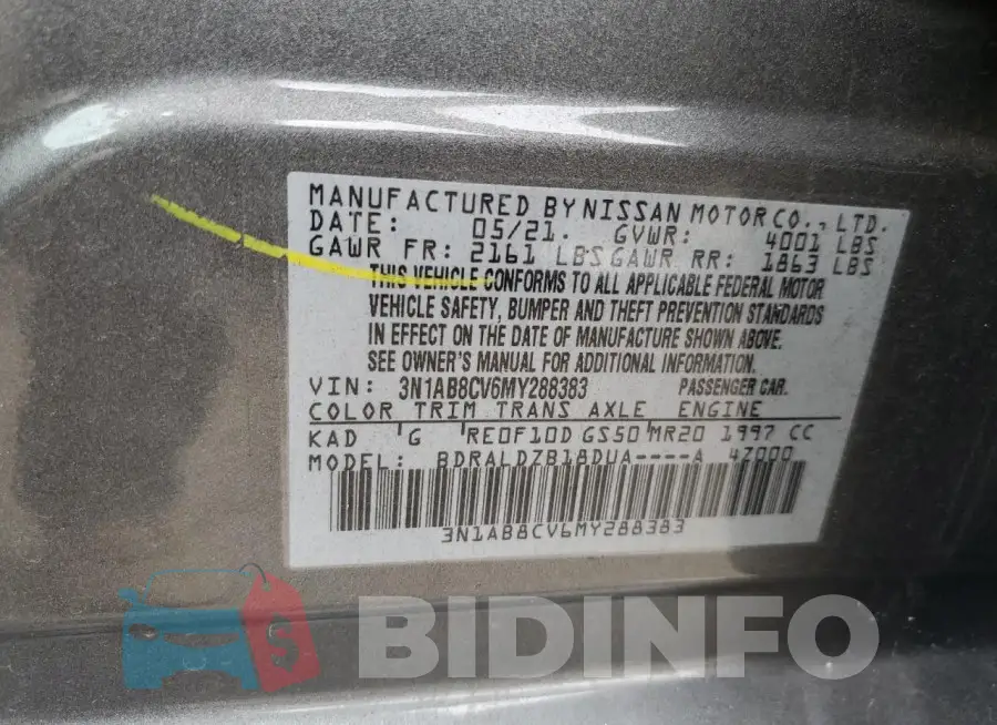 3N1AB8CV6MY288383 Photo# 12