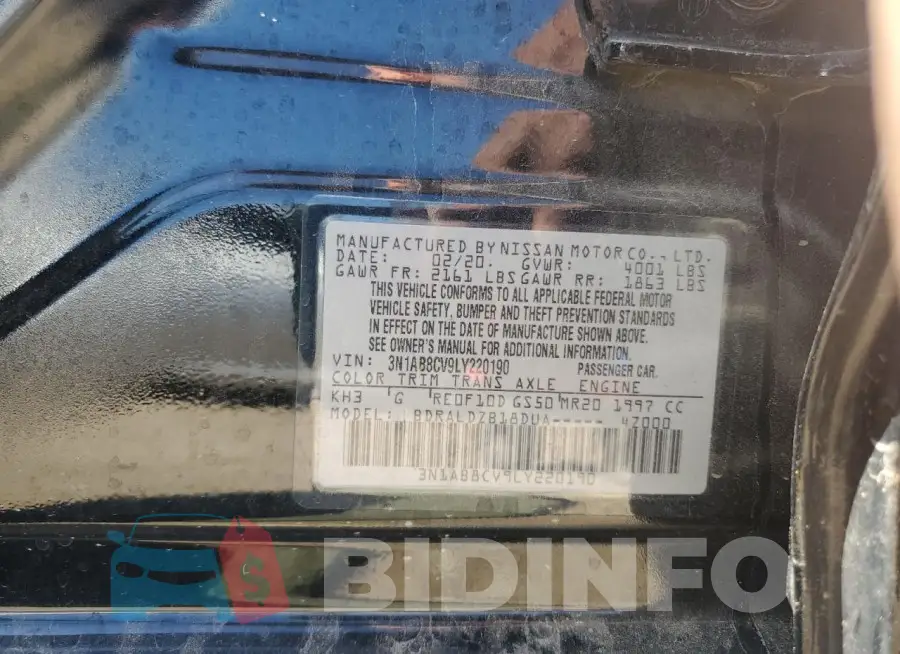 3N1AB8CV9LY220190 Photo# 13