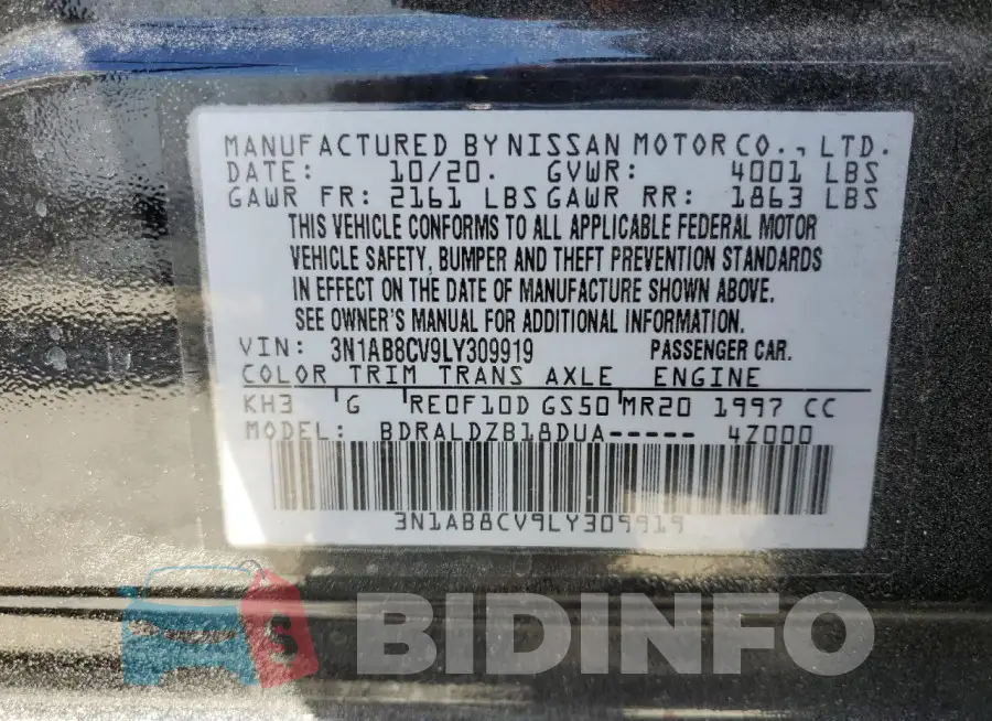3N1AB8CV9LY309919 Photo# 13