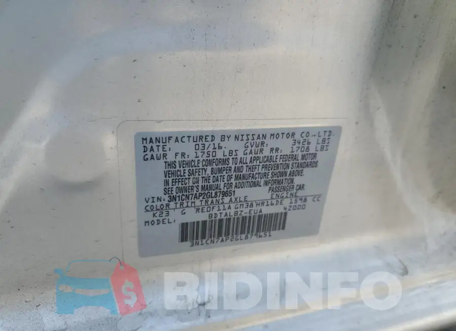 3N1CN7AP2GL879651 Photo# 13