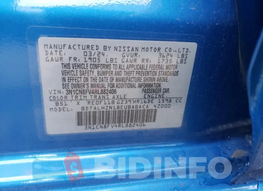3N1CN8FV4RL882406 Photo# 12