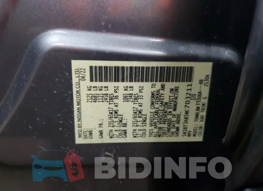 5N1BT3AB5NC703211 Photo# 14