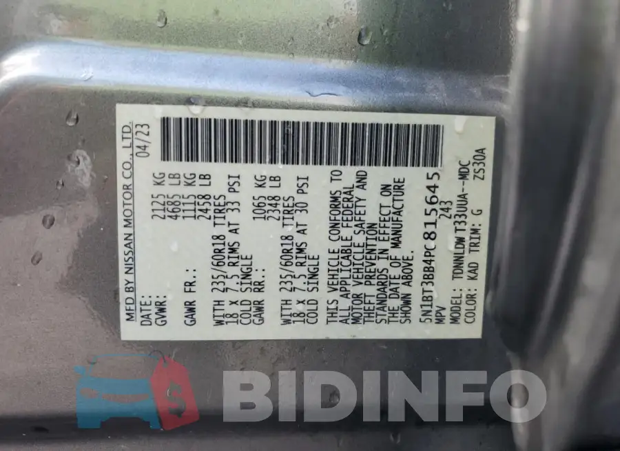 5N1BT3BB4PC815645 Photo# 14