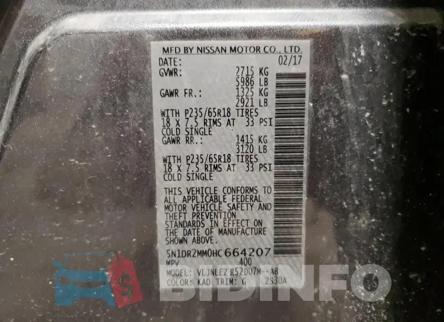 5N1DR2MM0HC664207 Photo# 13
