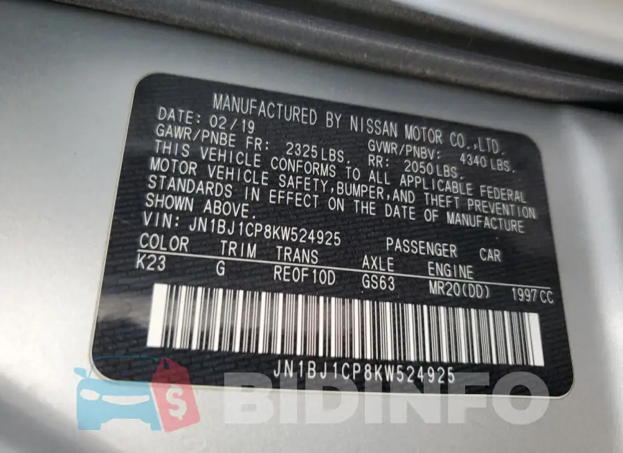 JN1BJ1CP8KW524925 Photo# 13