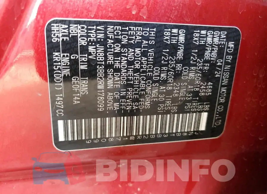 JN8BT3BB2RW178099 Photo# 13