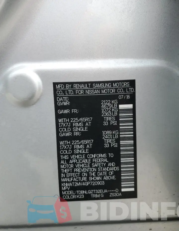 KNMAT2MV4GP720903 Photo# 13