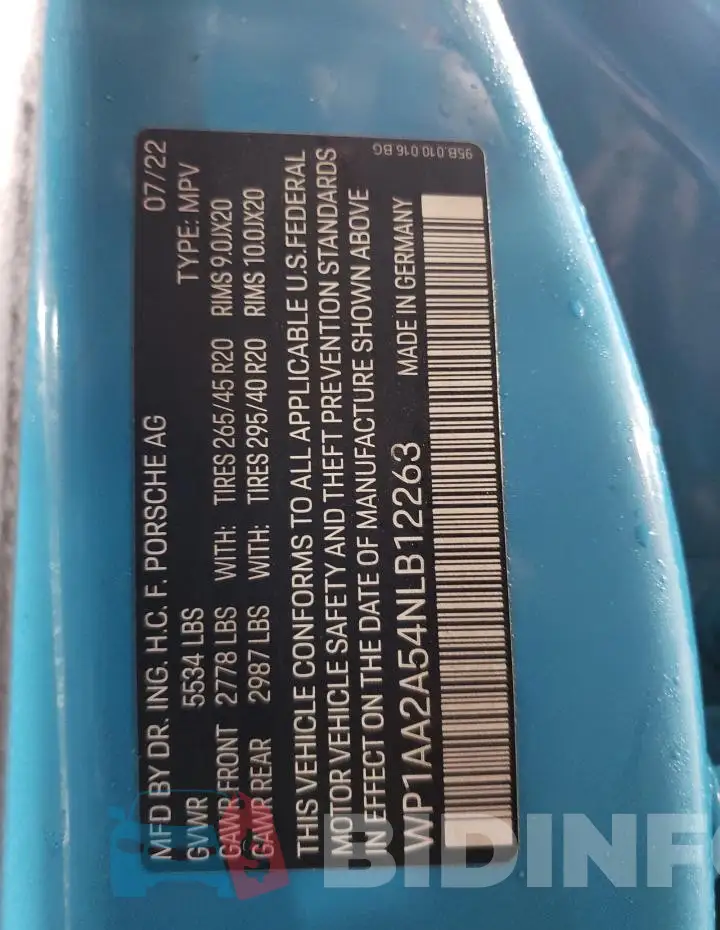 WP1AA2A54NLB12263 Photo# 13