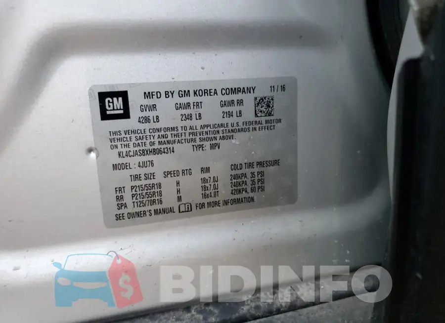KL4CJASBXHB064314 Photo# 12