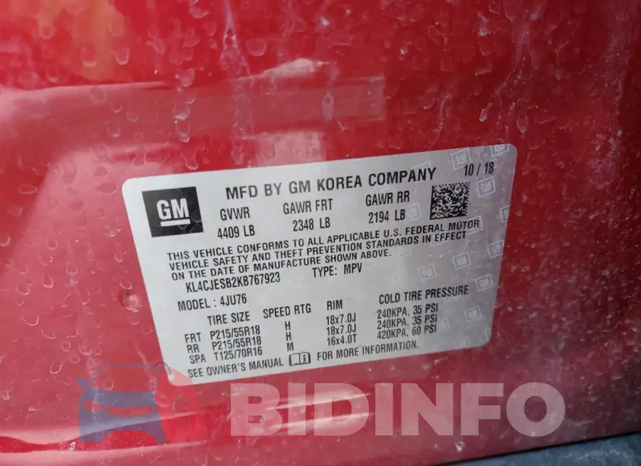 KL4CJESB2KB767923 Photo# 13