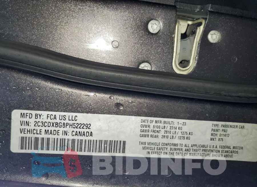 2C3CDXBG8PH522292 Photo# 13