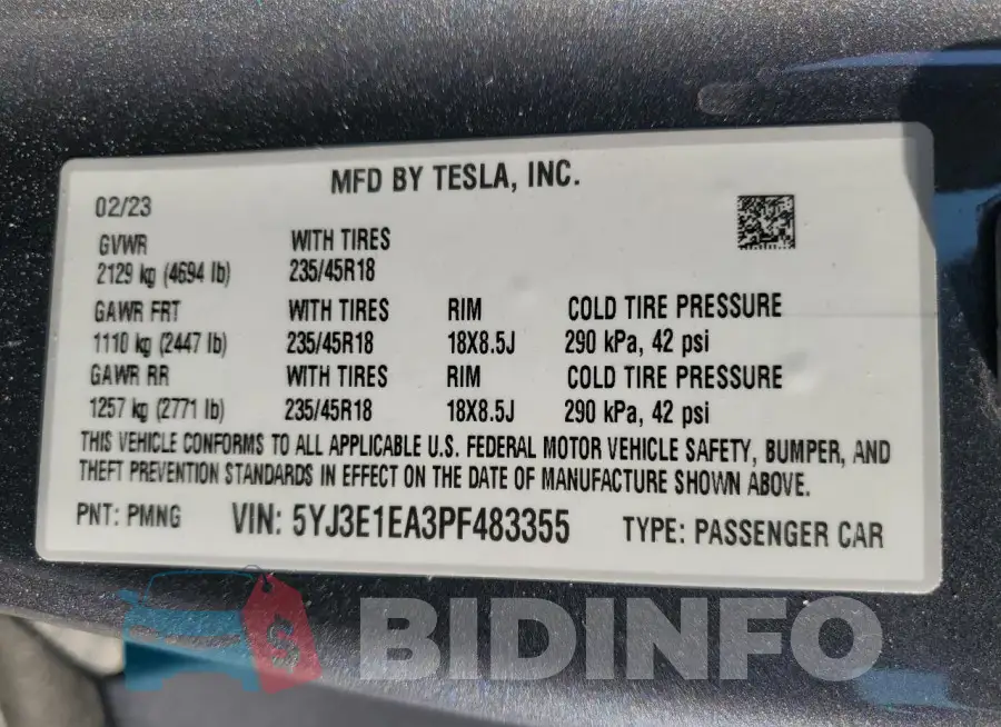 5YJ3E1EA3PF483355 Photo# 13