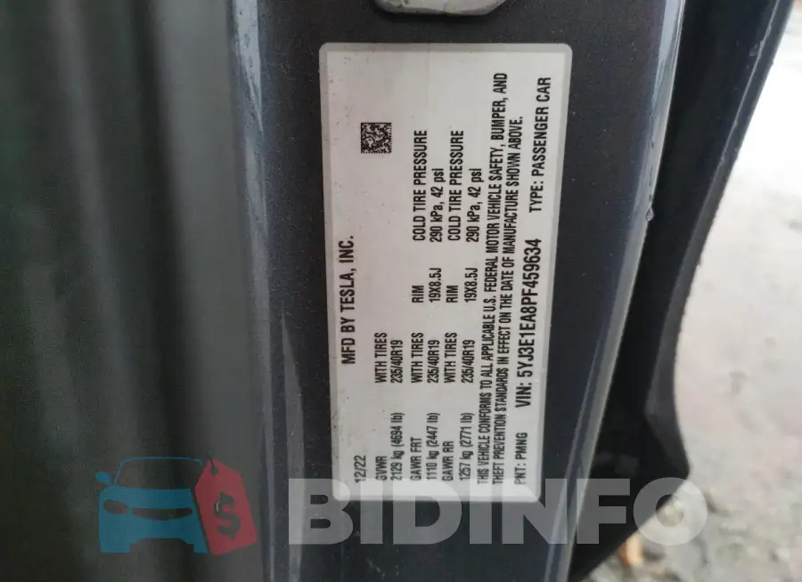 5YJ3E1EA8PF459634 Photo# 13