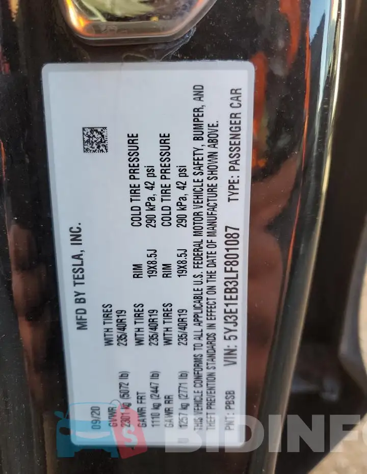 5YJ3E1EB3LF801087 Photo# 12