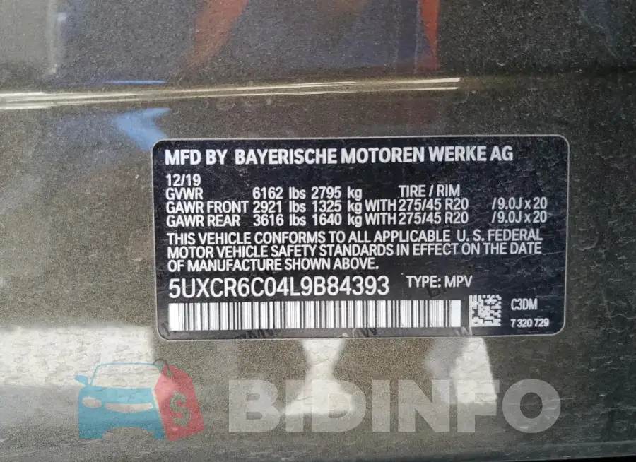 5UXCR6C04L9B84393 Photo# 13