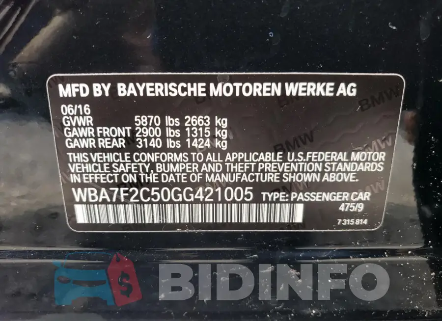 WBA7F2C50GG421005 Photo# 12